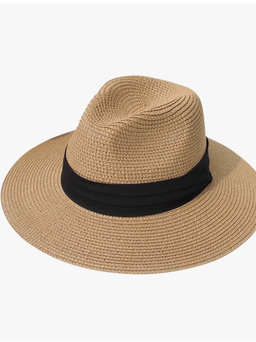 Lanzom Women Wide Brim Straw Panama Roll up Hat Fedora Beach Sun Hat